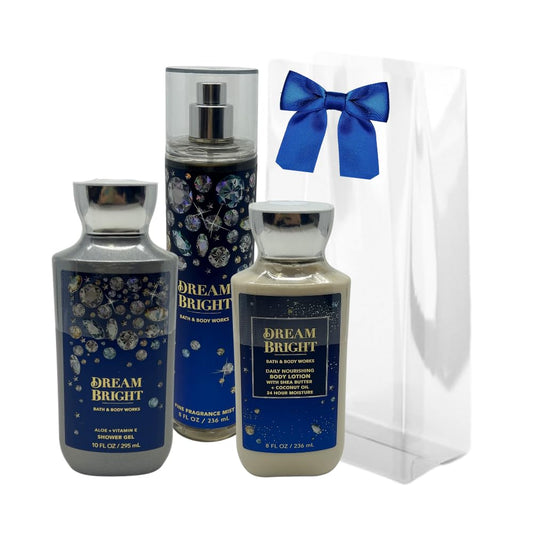 Bath & Body Works DREAM BRIGHT 3-piece Gift Set with a Blue Bow for Holidays & Gifts - Shower Gel, Mist & Body Lotion Beauty & Personal Care Bath & Body Works