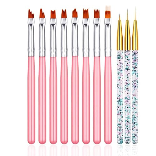 FULINJOY 11 Pc Nail Art Brush Set - UV Gel Painting Pen, Flower & Gradient Designs, Liner Brushes Beauty & Personal Care FULINJOY