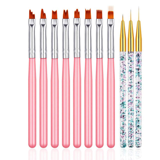 FULINJOY 11 Pc Nail Art Brush Set - UV Gel Painting Pen, Flower & Gradient Designs, Liner Brushes Beauty & Personal Care FULINJOY