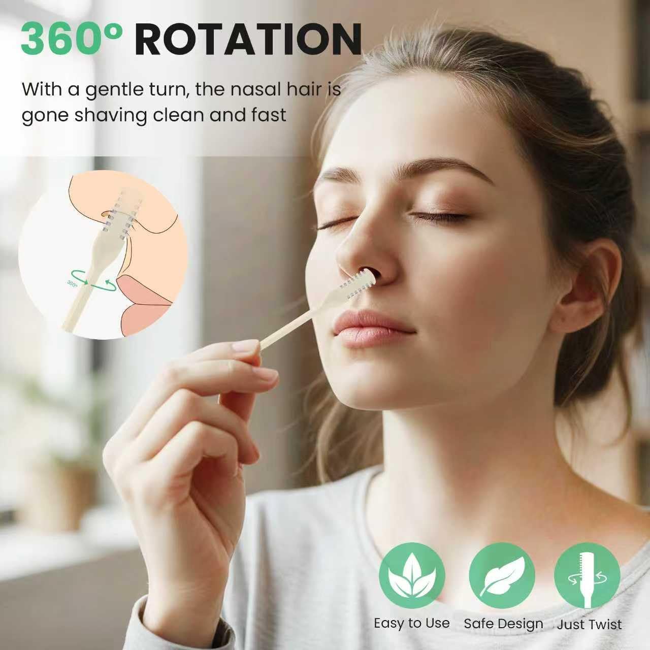 MOOSUNER Nasal Hair Cutter - Double-Sided Manual Nose Hair Trimmer for Men & Women, Portable Razor & Remover, Safe Stainless Steel Nose Hair Knife Beauty and Personal Care MOOSUNER