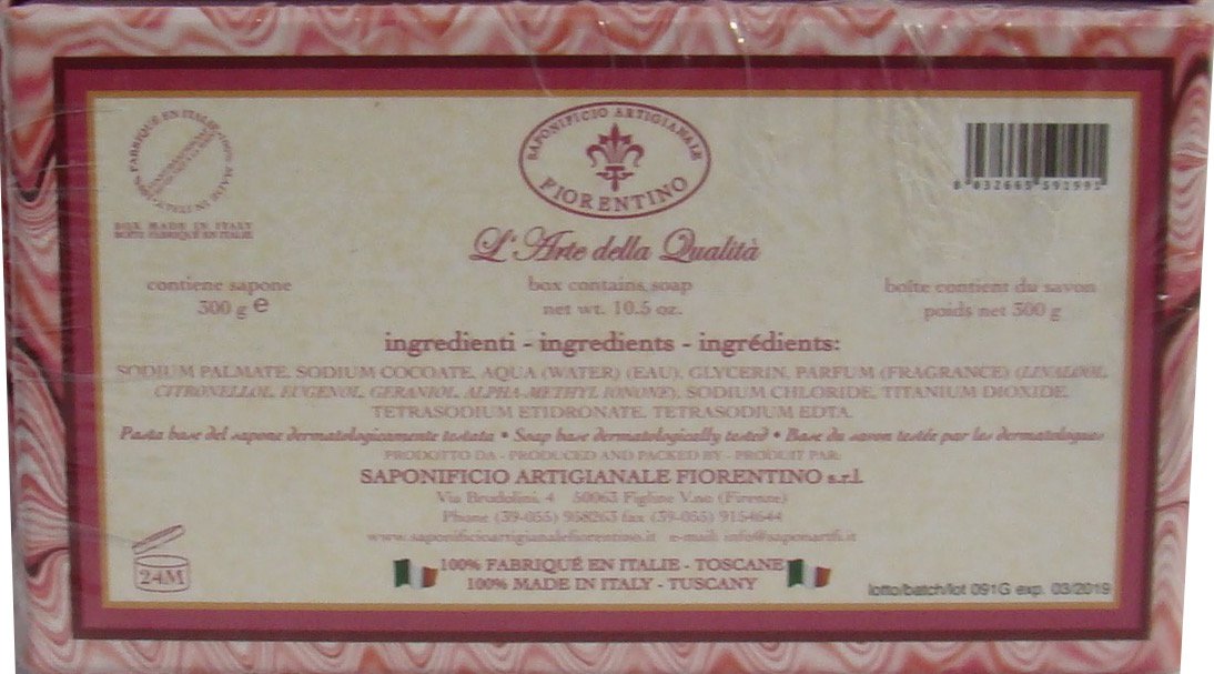Saponificio Artigianale Fiorentino Pink Peony Single 10.5 Oz. Soap Bar From Italy Beauty & Personal Care Saponificio Artigianale Fiorentino