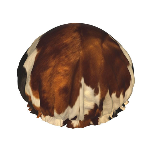 Abstract Cow Skin Shower Cap For Women Reusable Double Layers Bathing Bath Cap Hair Caps Waterproof Elastic Band Ladies Spa Salon Shower Hat Hair Caps Beauty and Personal Care GDSHJKLW