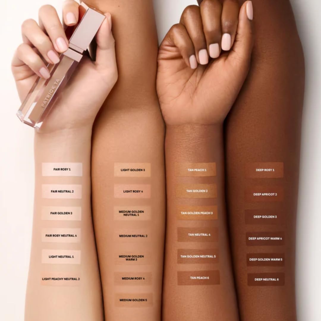 Patrick Ta MAJOR SKIN Soft Blur Brightening Concealer, Liquid, Luminous Finish, Hydrating, for Face Makeup, Golden Medium to Tan (Fair Golden 3)