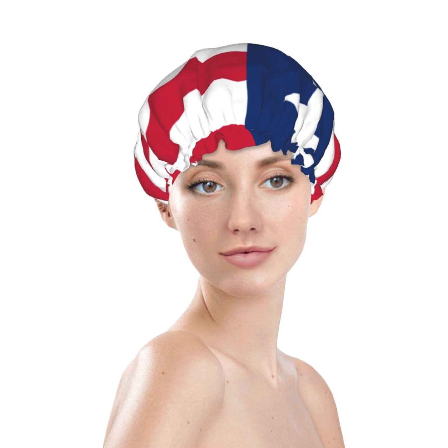 Liberia Flag Prints Shower Cap Double Layer Lined Waterproof Bathing Shower Hat Beauty and Personal Care Hayyett