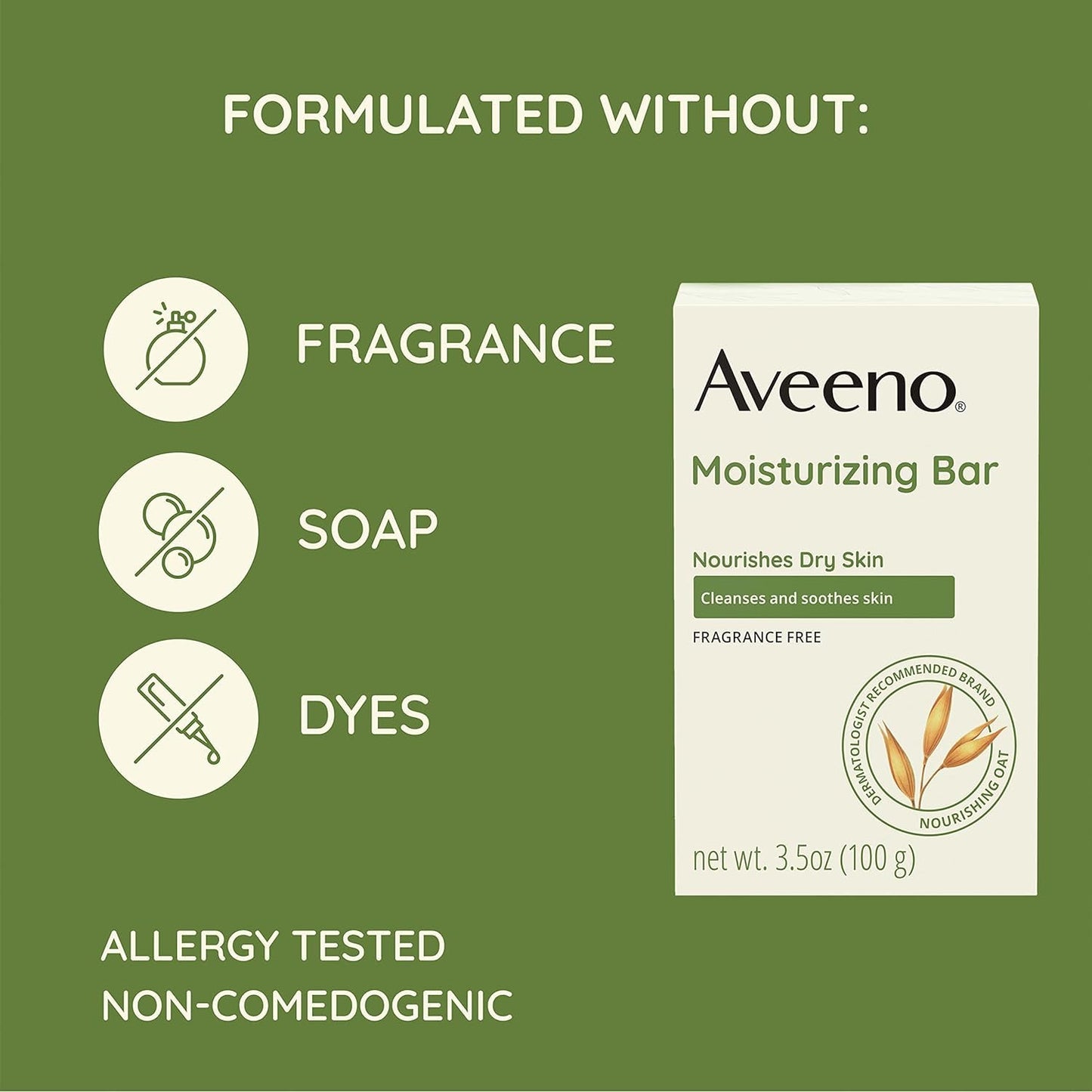 Aveeno Moisturizing Bar with Natural Colloidal Oatmeal for Dry Skin, Fragrance Free, 3 Oz (Pack of 5) Beauty & Personal Care Aveeno