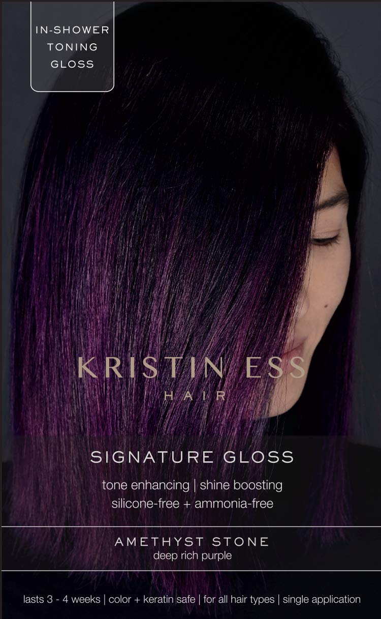 Kristin Ess Hair Gloss in Amethyst Stone Deep Rich Purple - 4 Wk Semi Permanent Hair Dye Glaze - Color Depositing Conditioner & Toner for Vibrant Beauty & Personal Care Kristin Ess