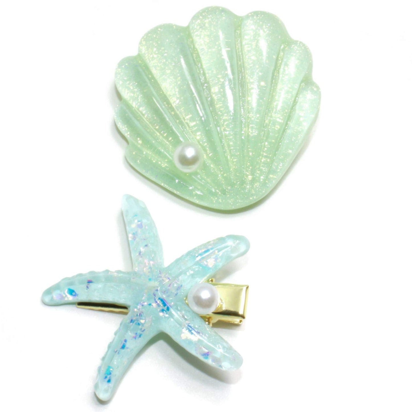 Shell Pearl Starfish Hair Clip Set for Women Girls, Acrylic Resin Alligator Hair Clips, Ladies and Girls Headwear Styling Tools Hair Accessories Beauty & Personal Care Diougens Lee