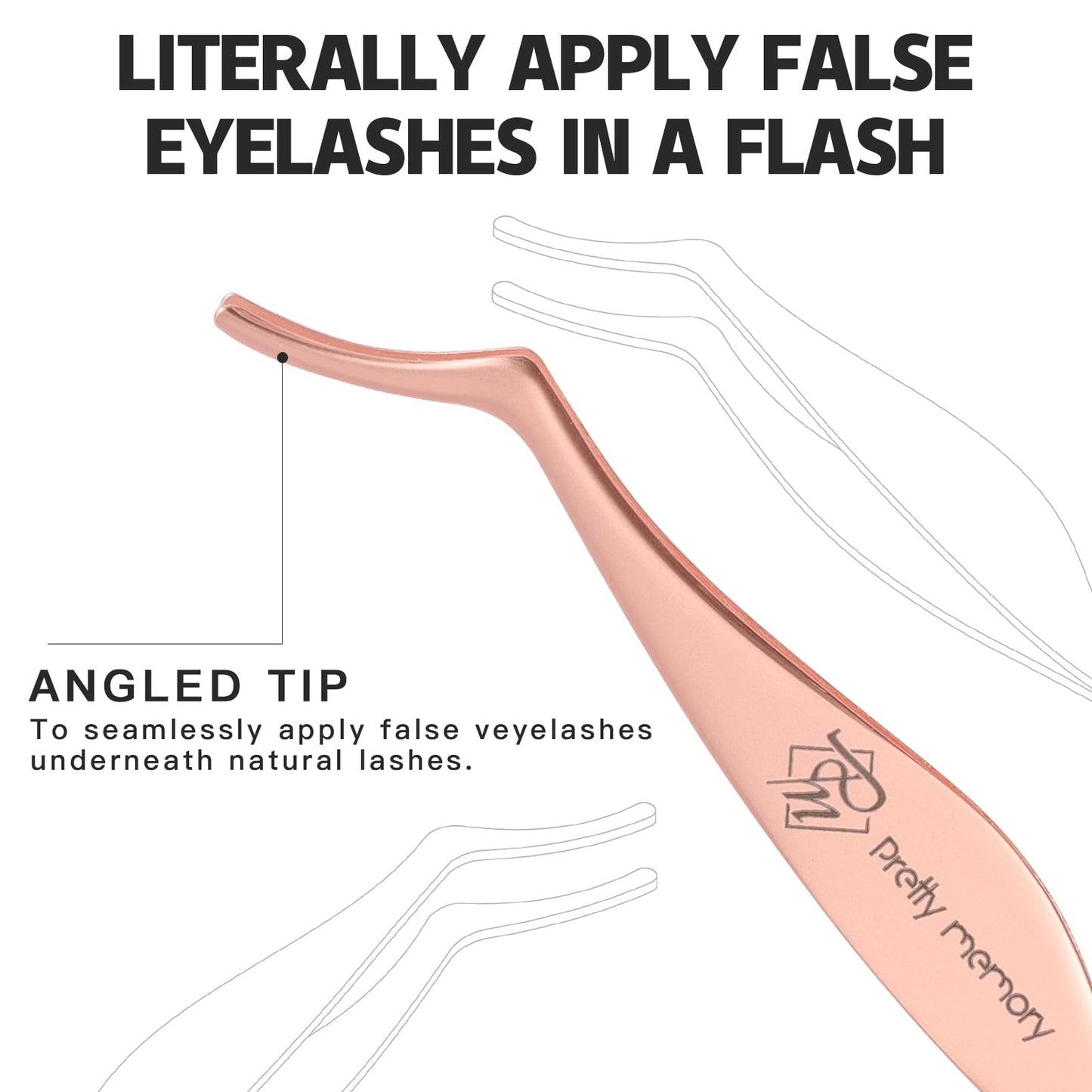 Pretty memory Eyelash Applicator Tool Stainless Steel Lash Tweezers Curved Eyelash Tweezers for Easy Lash Application and Removal, Rose Gold Beauty & Personal Care Pretty memory