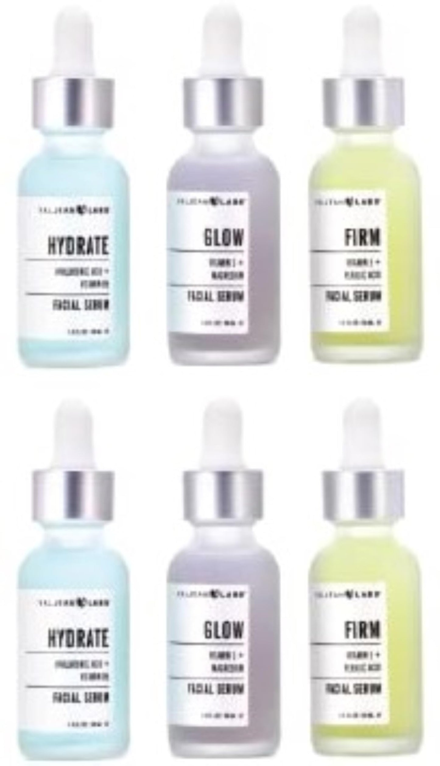 Valjean Labs Facial Serum, Combo Pack of Hydrate, Glow, and Firm | Supercharged, Targeted Skincare Ingredients | Paraben Free (1oz Bottles, 6 total) Beauty & Personal Care VALJEAN LABS