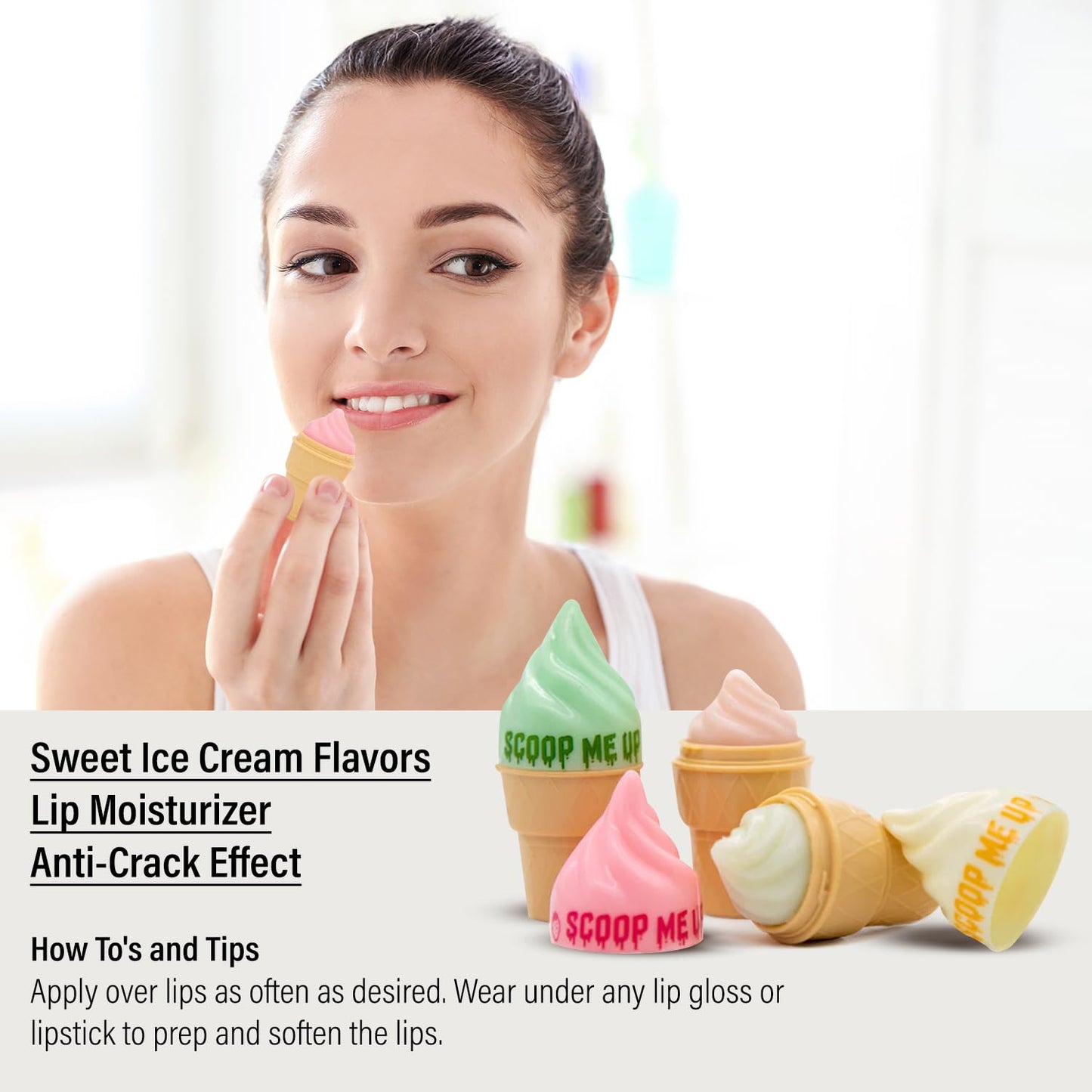 DEALPLUSDEAL Italia Deluxe Scoop Me Up Lip Balm 4 Pcs Set Sweet Ice Cream Flavors Hydrating Moisturizing Anti Crack Effect Lip Care Scoop Me Up 4 Beauty and Personal Care DEALPLUSDEAL