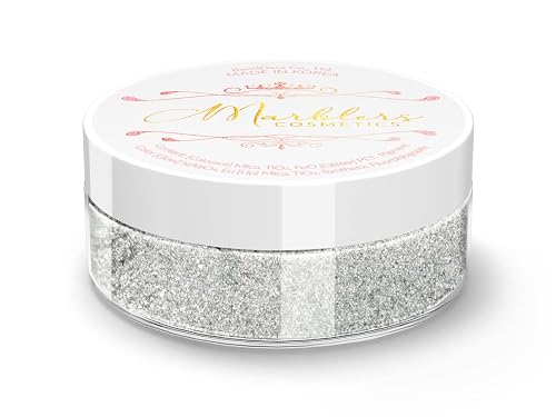 MARBLERS Chunky Natural Mica Powder [Silver Pearl] 0.11oz (3g) | Highly Pigmented | Non-Toxic, Vegan, Cruelty-Free | Eyeshadow, Body Butter, Nail Beauty & Personal Care MARBLERS
