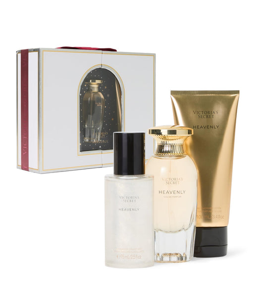 Victoria's Secret Heavenly 3 Piece Luxe Fragrance Gift Set: 1.7 oz. Eau de Parfum, Travel Lotion, & Candle Beauty & Personal Care Victoria's Secret