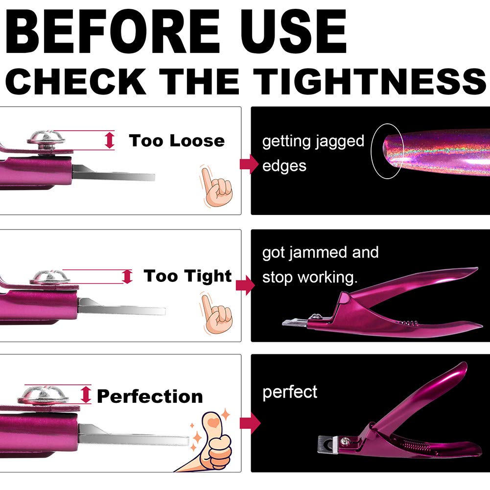 Elegant Violet Red Premium Adjustable Stainless Steel Artificial Acrylic Fake False Nail Tip Clipper Cutter Trimmer Manicure Pedicure Sharp Blade Clip Beauty & Personal Care GA&EN