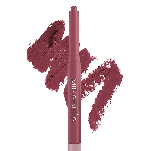 Mirabella - Velvet Matte Lip Crayon, Retractable Highly-Pigmented 2-in-1 Makeup, Long-Lasting Hydrating Lipstick Crayon + Lip Liner, Moisturizing Beauty & Personal Care Mirabella