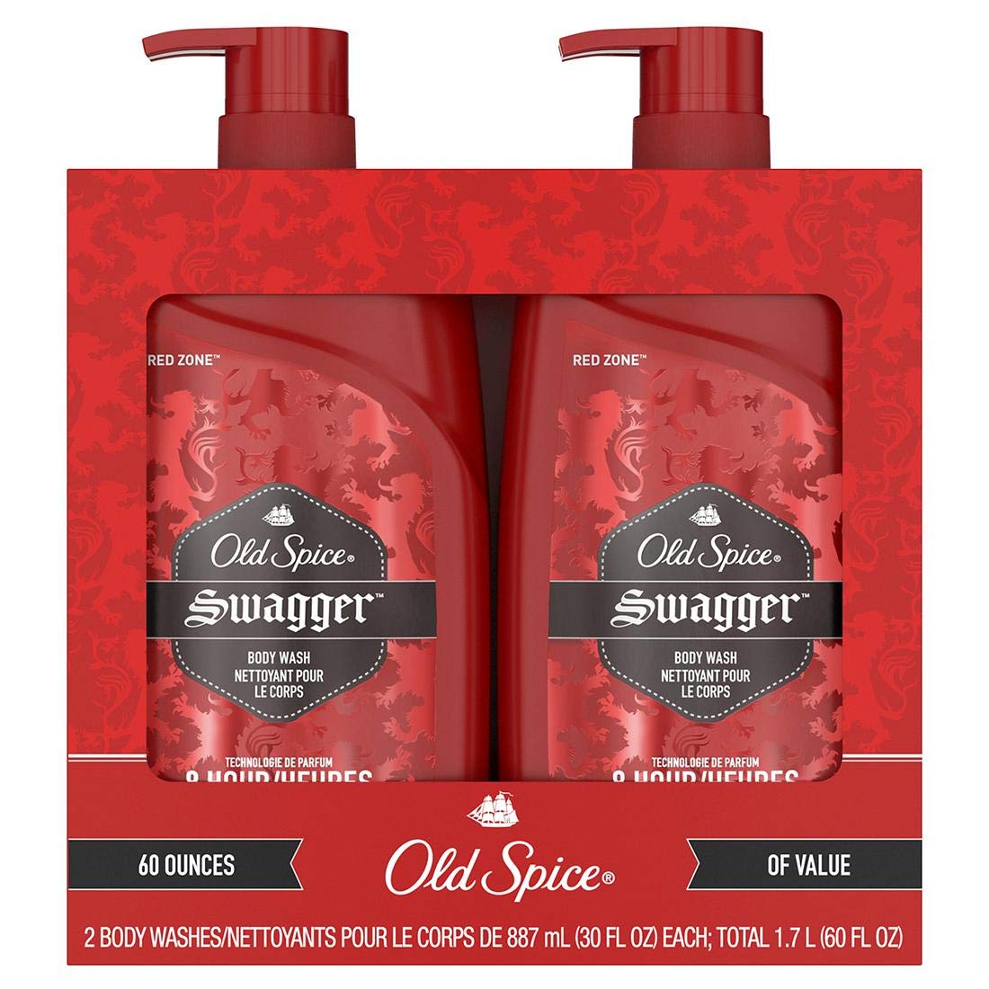 Old Spice Red Zone Swagger Body Wash for Men, 2 Pk./30 Ounce ., 60 Ounce Beauty & Personal Care Old Spice