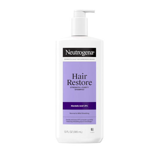 Neutrogena Hair Restore Strength + Purity Shampoo, Exfoliating Hair Wash with 1.5% Mandelic Acid Gently Removes 97% of Buildup & Reduces Shedding due Beauty & Personal Care Neutrogena