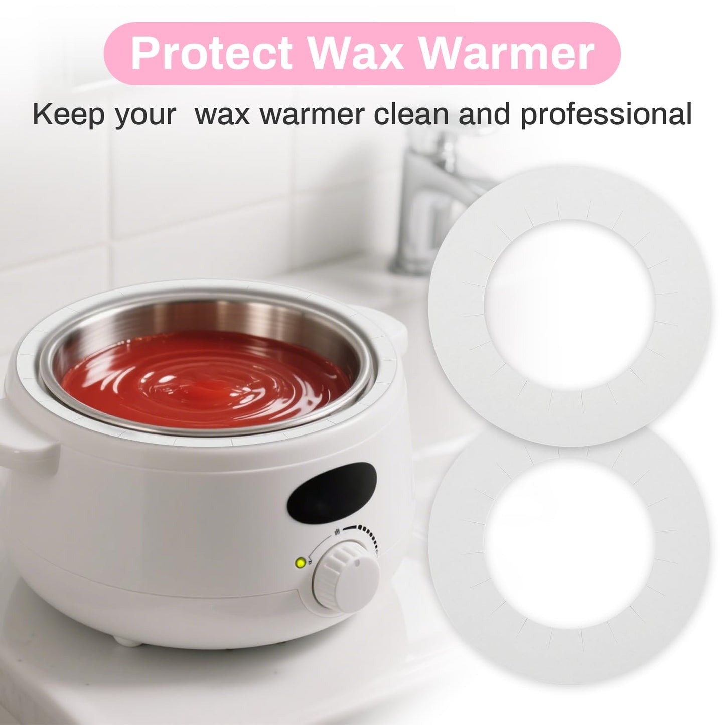 RAQEHO Wax Collars for Wax Pot - 100PCS Disposable Coated Paper Protective Clean Collar for 14oz Wax Warmer Melting Pot for Hair Removal Women Wax Beauty and Personal Care RAQEHO