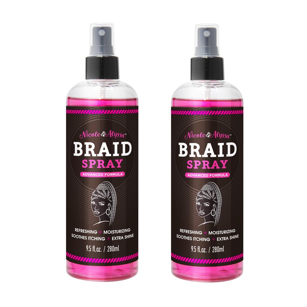 Nicole & Alyssa Braid Spray 9.5oz - for BOHO, Box & Knotless Braids, Crochet Hair Styles, Twists, Locs & Cornrows - Refreshing Moisturizing Braid Beauty & Personal Care Nicole & Alyssa