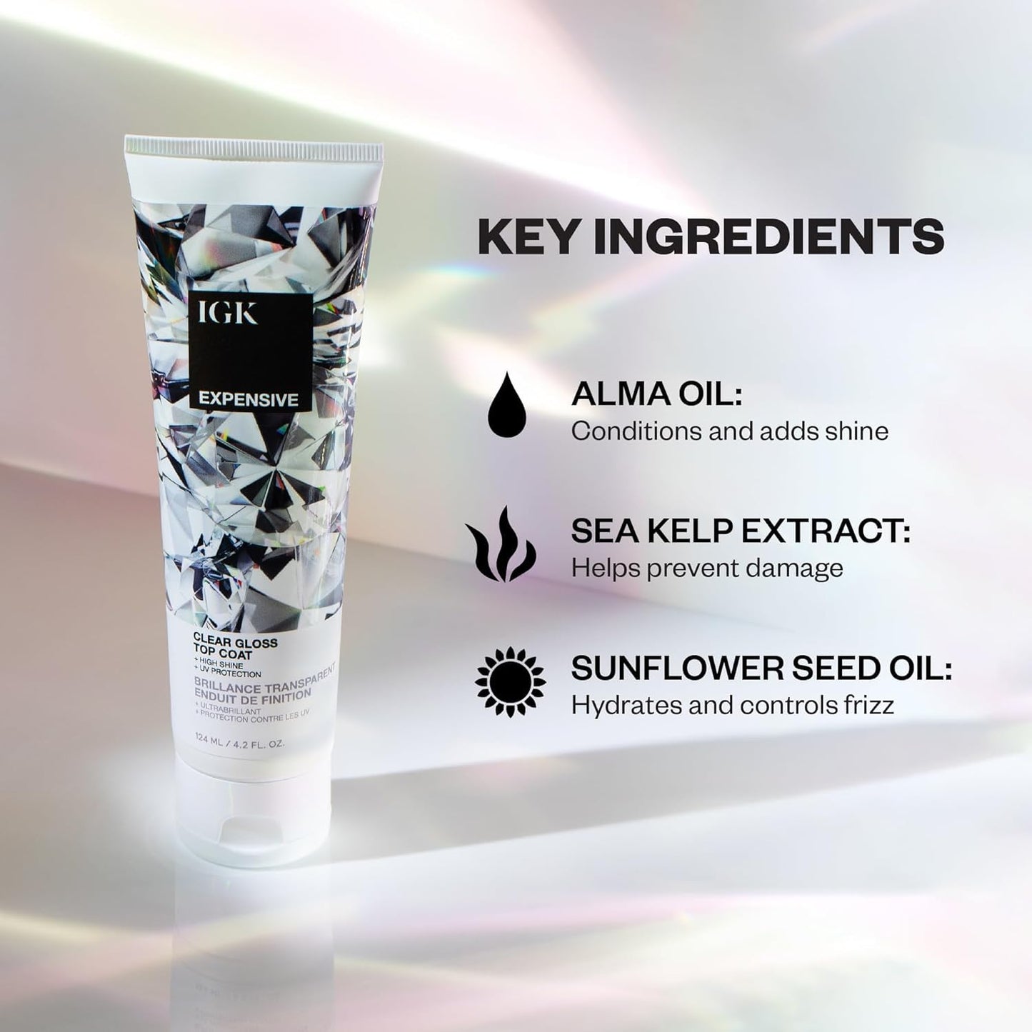 IGK EXPENSIVE Clear Gloss Top Coat | Shine + Strengthen + Smooth | Vegan + Cruelty Free | 4.2 Oz (Pack of 2) Beauty & Personal Care IGK
