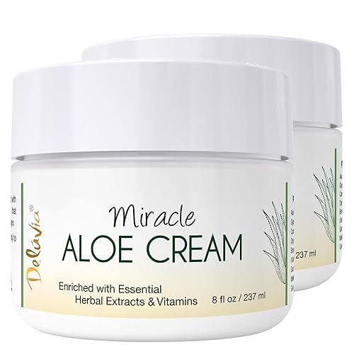Deluvia Miracle Aloe Cream | Face & Body Moisturizer with Vitamin E & Organic Aloe Vera | Hydrating, Soothing for Dry Skin, Anti-Wrinkle, Acne Scars Beauty & Personal Care DELÚVIA