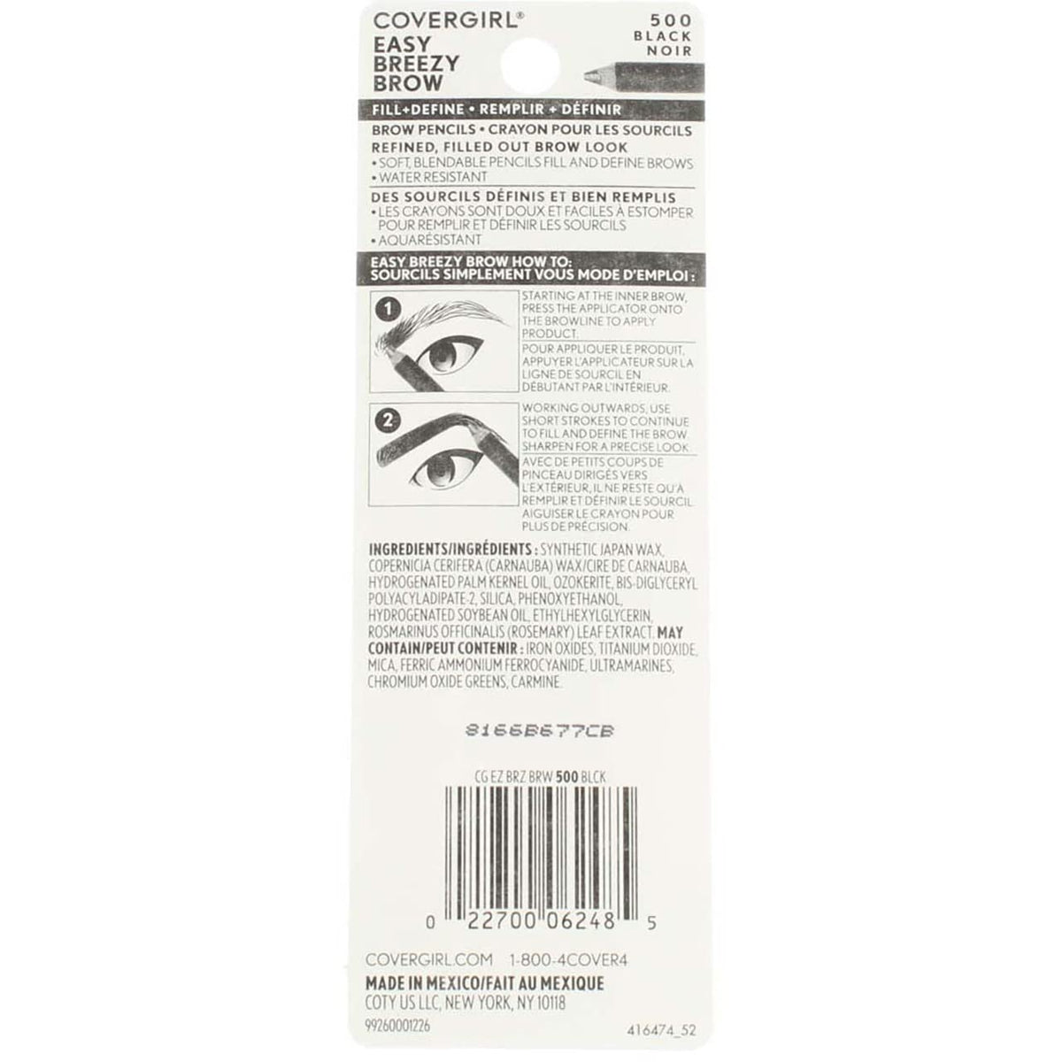 CoverGirl Professional Brow & Eye Makers Brow Shaper & Eyeliner, Midnight Black 500, .06 oz (Pack of 2) Beauty & Personal Care COVERGIRL