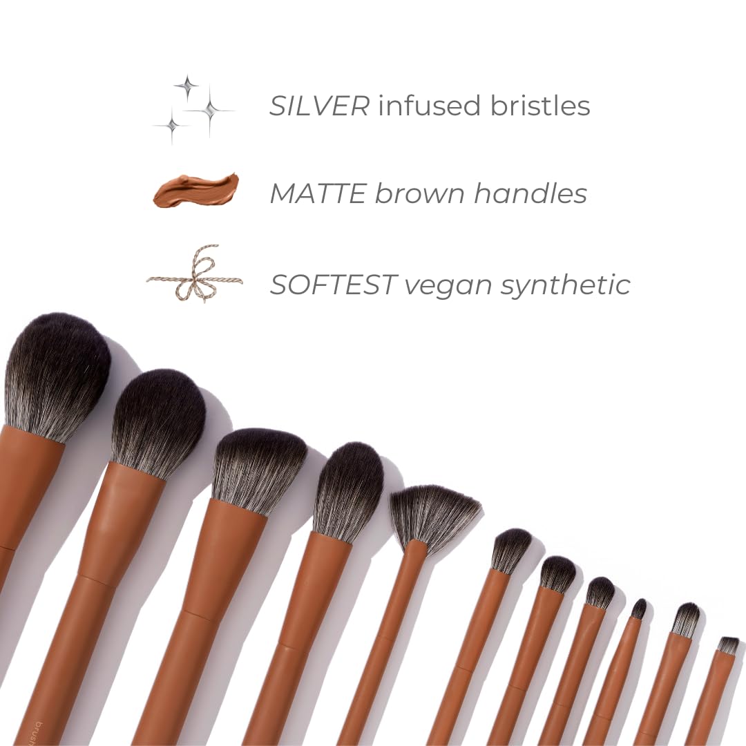 Makeup Brush Set- brush bubble full set makeup brushes for liquid foundation, powders, creams and shadows. 11 Piece Vegan, Silver-infused, soft luxury Beauty & Personal Care brush bubble
