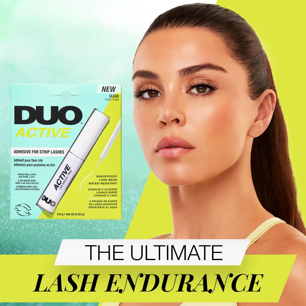 DUO Active Clear Lash Glue - Brush-On Lash Adhesive for Strip Lashes, Quick-Dry, Waterproof Eyelash Glue, 0.16 oz (4.6g) Beauty & Personal Care DUO