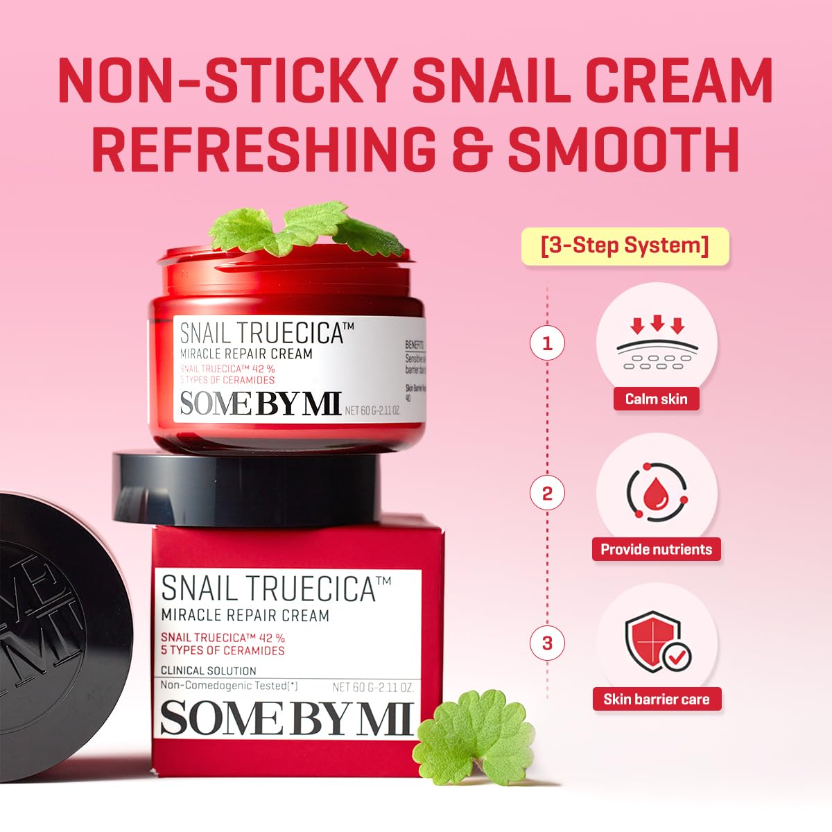 SOME BY MI Snail Truecica Miracle Repair Cream - 2.02Oz, 60ml - Made from Snail Mucin for Sensitive Skin - Daily Repair Face Moisturizer for Acne Beauty & Personal Care SOME BY MI