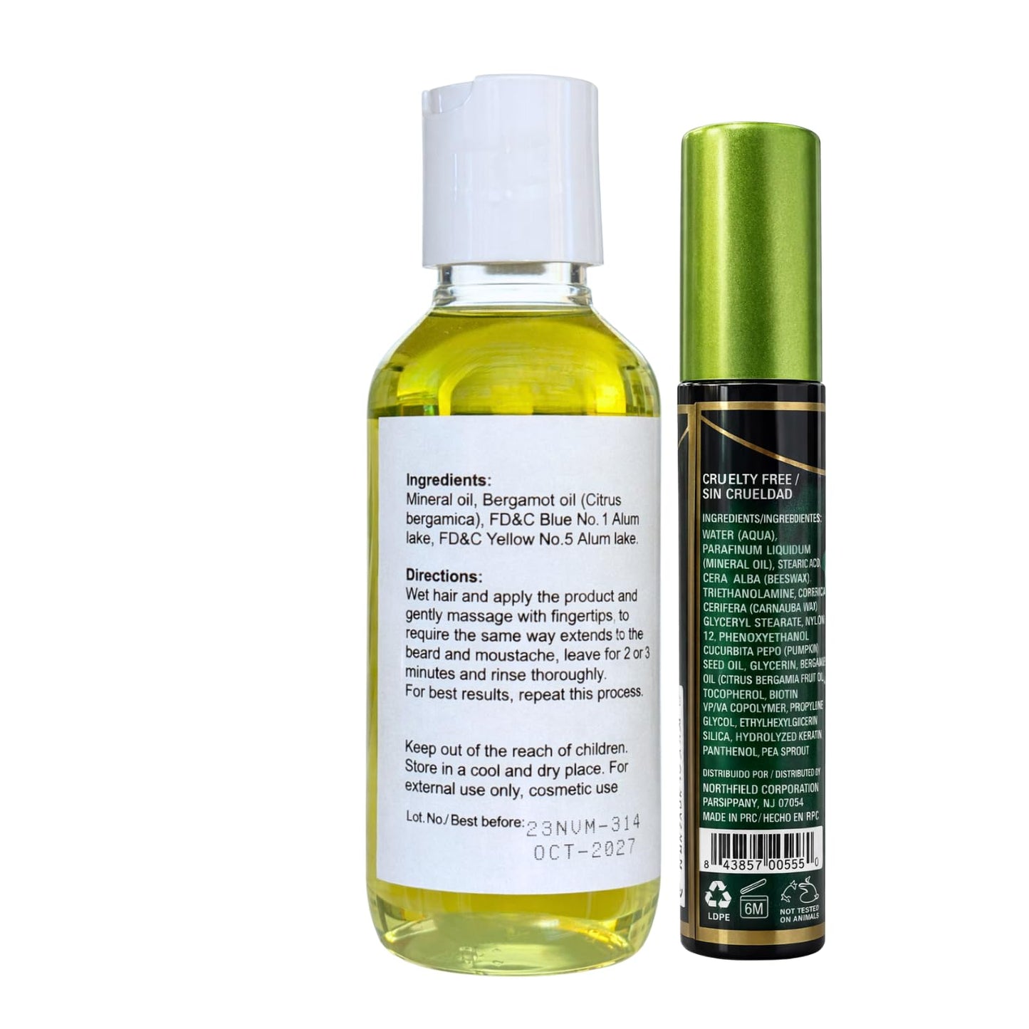 BERGAMOTA Oil Hair Care Bergamot oil ideal for hair, beard and mustache, 4.05oz + BERGAMOT OIL BLACK Waterproof Mascara, Strengthening 13g (4% silicon Beauty and Personal Care Alma Belleza