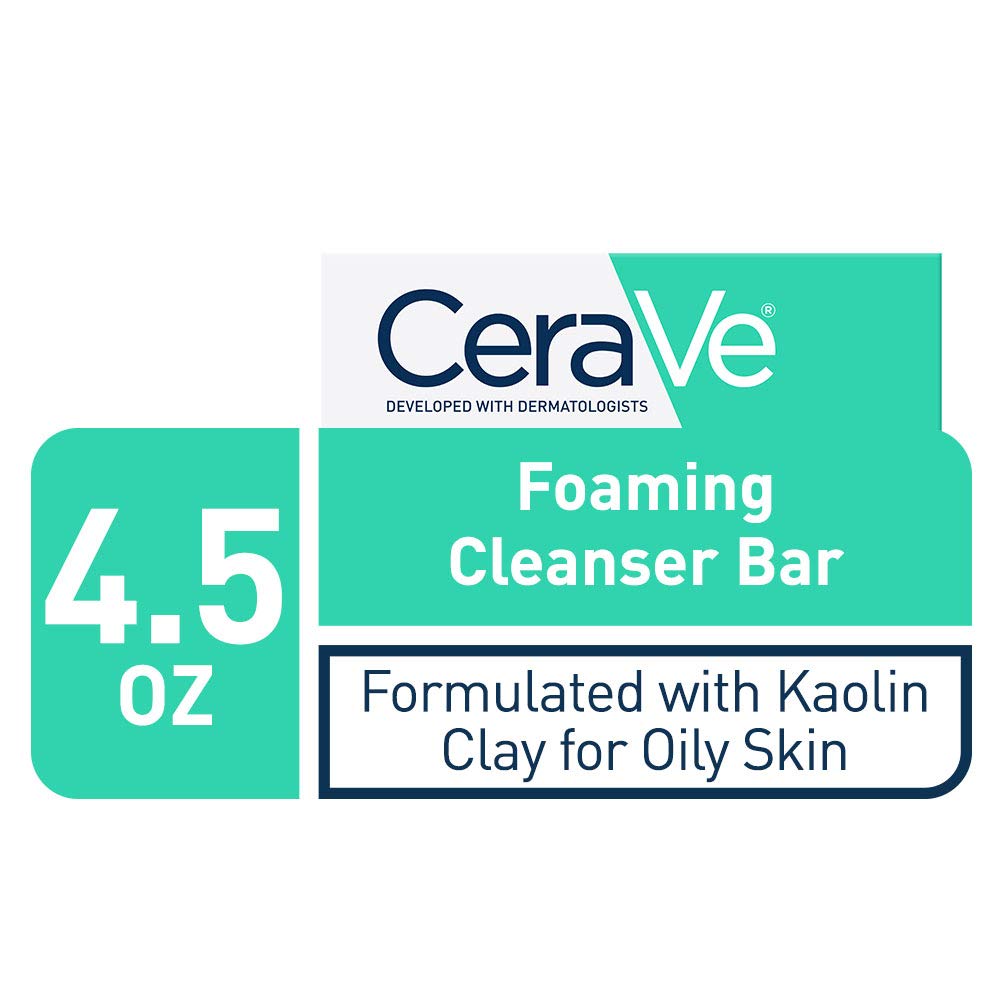 CeraVe Foaming Cleanser Bar, Soap-Free Body and Face Cleanser Bar for Oily Skin, Fragrance Free, 4.5 Ounce Beauty and Personal Care CeraVe