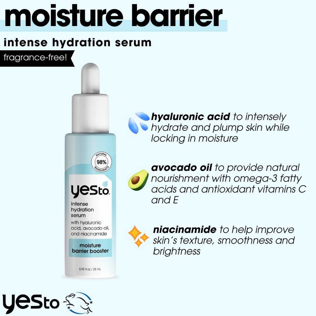 Yes To Intense Hydration Serum, Locks In Moisture and Helps Support Skin's Barrier Against Environmental Damage, Hyaluronic Acid, Avocado Oil Beauty & Personal Care Yes To