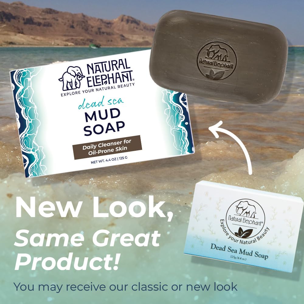 Natural Elephant Dead Sea Mud Soap Bar | Mineral-Rich Face & Body Cleanser with Natural Dead Sea Minerals | 4.4 oz (125 g) Pack of 5 Beauty & Personal Care Natural Elephant
