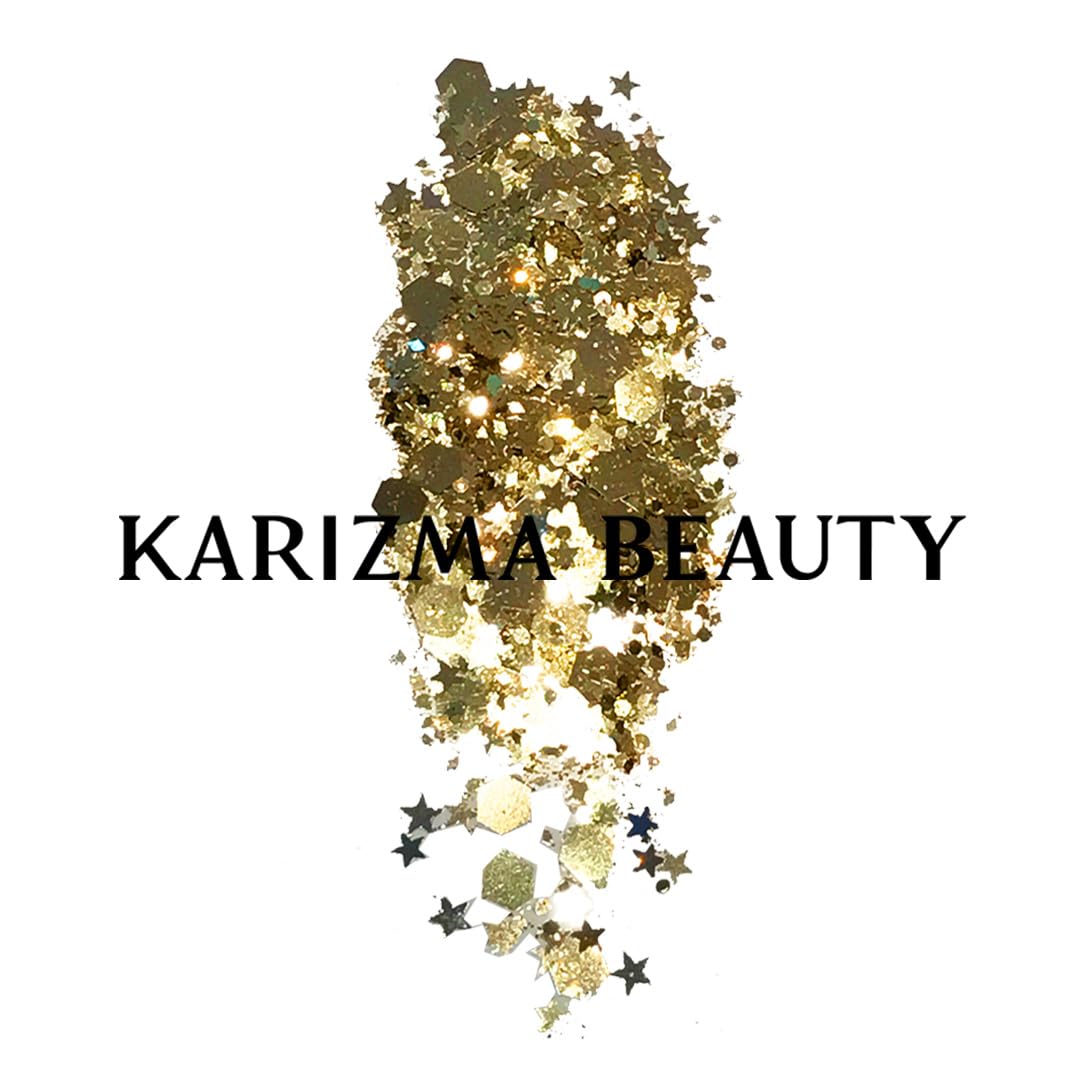 KARIZMA 24K Gold Glitter. 10g Chunky Face, Hair, Eye and Body for Women. Rave Festival Accessories, Cosmetic Makeup. Loose Set Beauty & Personal Care KARIZMA