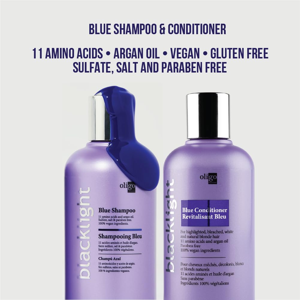 Oligo Professionnel - Blacklight Blue Shampoo & Conditioner for blondes - Sulfate-Free - Vegan - Eliminate brassy tones - Refresh Faded Highlights Beauty & Personal Care Oligo Professionnel