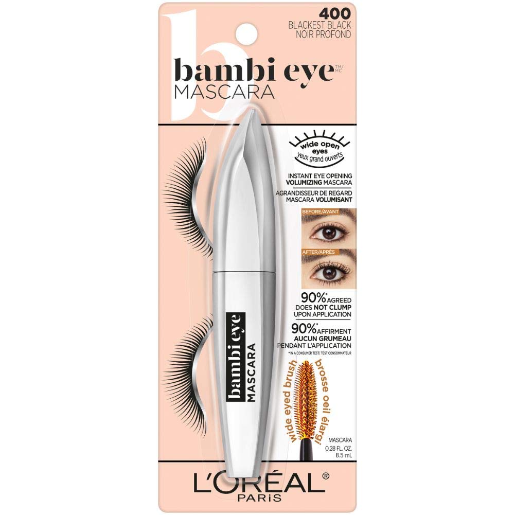 L'Oreal Paris Makeup Bambi Eye Mascara, Lasting Volume, Length & Lift, Doe-eye Definition, No Clumping, Washable, Blackest Black 0.21 Fl Oz Beauty & Personal Care L'Oreal Paris