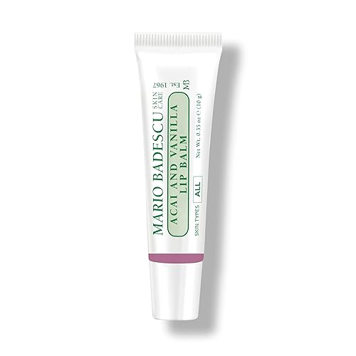 Mario Badescu Moisturizing Acai and Vanilla Lip Balm for Dry Cracked Lips, Infused with Coconut Oil and Shea Butter, Ultra-Nourishing Lip Care Beauty & Personal Care Mario Badescu