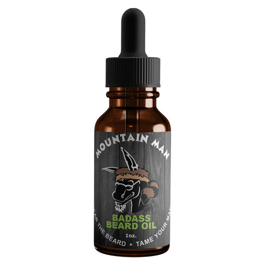 Badass Beard Care Oil for Men - Mountain Man Scent 1 oz - Argan Jojoba Vitamin E - Pine Cedarwood - Softens Beard, Stops Itch, Promotes Healthy Beard Beauty and Personal Care Badass Beard Care