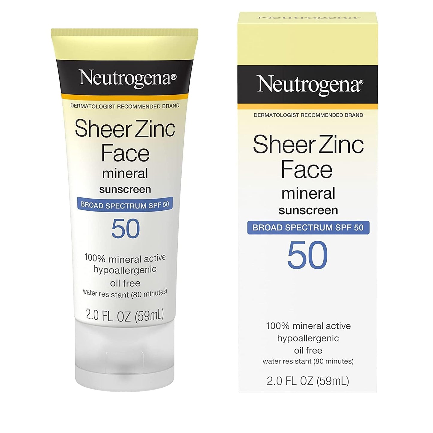 Neutrogena Sheer Zinc Face Dry Touch Spf#50 Sunscreen 2 Ounce (59ml) (2 Pack) Beauty & Personal Care Neutrogena