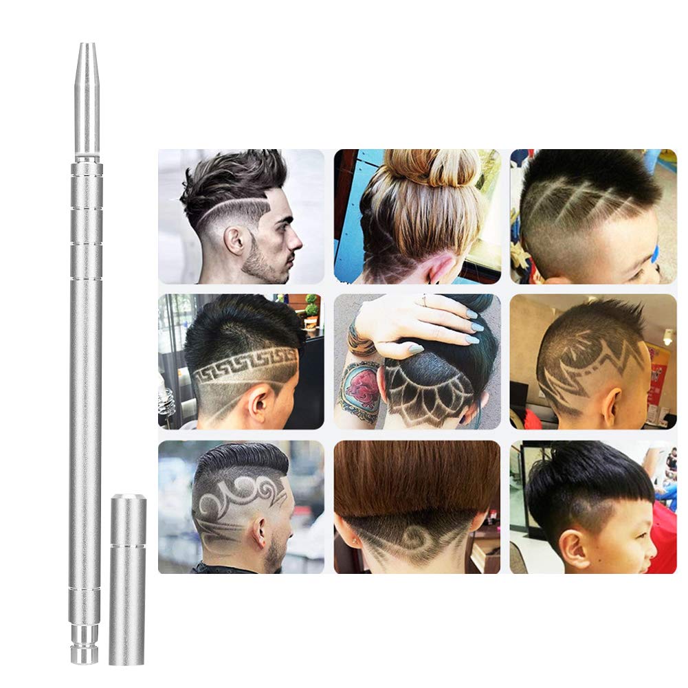 Hair Engraving Pen, Eyebrow Shaving Pen, Pen for Hair Tattoo, Professional Hair Engraving Pen Kit Stainless Steel Eyebrow Beard Shaving Trimmer Beauty and Personal Care Yosoo Health Gear