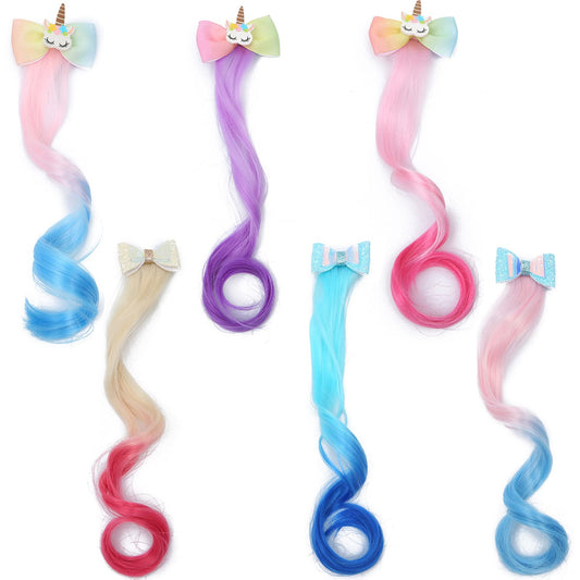6 Pieces Unicorn Bows Hair Clips Hair Extension for Girls Colorful Bow Hair Clips Wigs Cute Unicorn Hair Braided Extension Barrettes for Kids Girls Beauty & Personal Care itechpanda