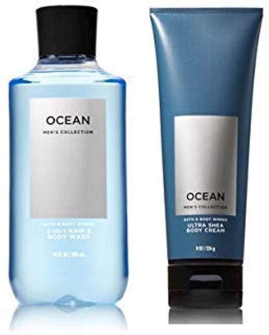 Bath & Body Works Men's Collection Ultra Shea Body Cream & 2 in 1 Hair and Body Wash OCEAN. Beauty & Personal Care Bath & Body Works