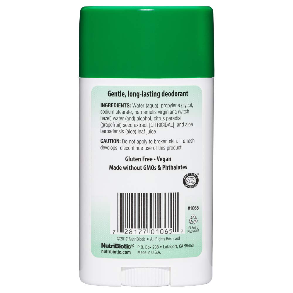 NutriBiotic Unscented Deodorant with GSE, 2.6 Ounce Stick | with Witch Hazel, Grapefruit Seed Extract & Aloe | Vegan & Free of Aluminum, Paraben Beauty & Personal Care NutriBiotic