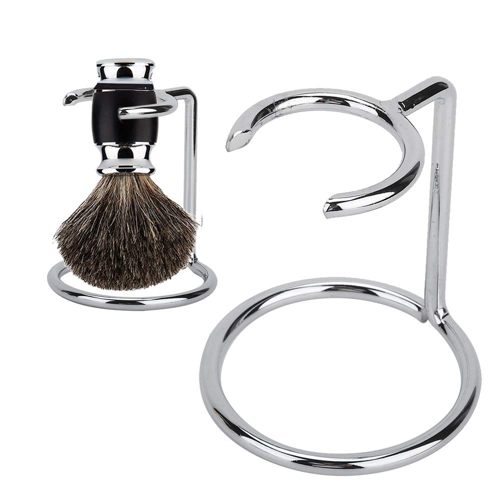 Shaving Brush Stand, Shave Brush Stand, Shaving Stand Artistic Lightweight Stainless Steel Silver Shaving Brush Holder Safety Brush Kit Suitable Beauty and Personal Care Zetiling