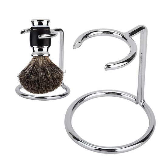 Shaving Brush Stand, Shave Brush Stand, Shaving Stand Artistic Lightweight Stainless Steel Silver Shaving Brush Holder Safety Brush Kit Suitable Beauty and Personal Care Zetiling