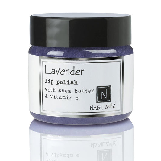 Nabila K Lavender Lip Polish for Women & Men - Natural Sugar Exfoliator with Organic Lavender, Shea Butter & Vitamin E, Hydrating, Cruelty-Free, Made Beauty and Personal Care Nabila K