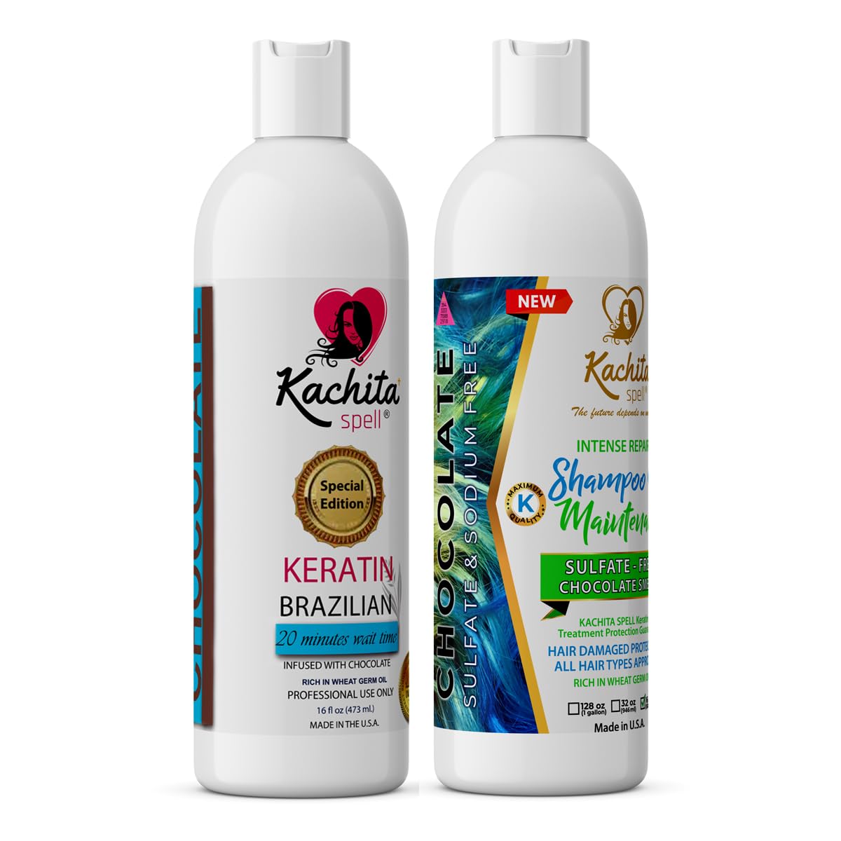 New Brazilian Keratin Hair Treatment Kachita Spell Straighten and Smooth Hair + Maintenance Shampoo Conditioner Beauty & Personal Care Kachita Spell