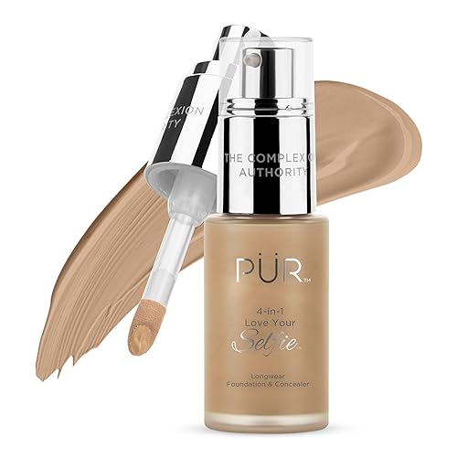 PÜR MINERALS 4-in-1 Love Your Selfie Longwear Foundation & Concealer, Full Coverage Liquid Foundation, Hydrating Formula, Cruelty Free Beauty & Personal Care PÜR MINERALS
