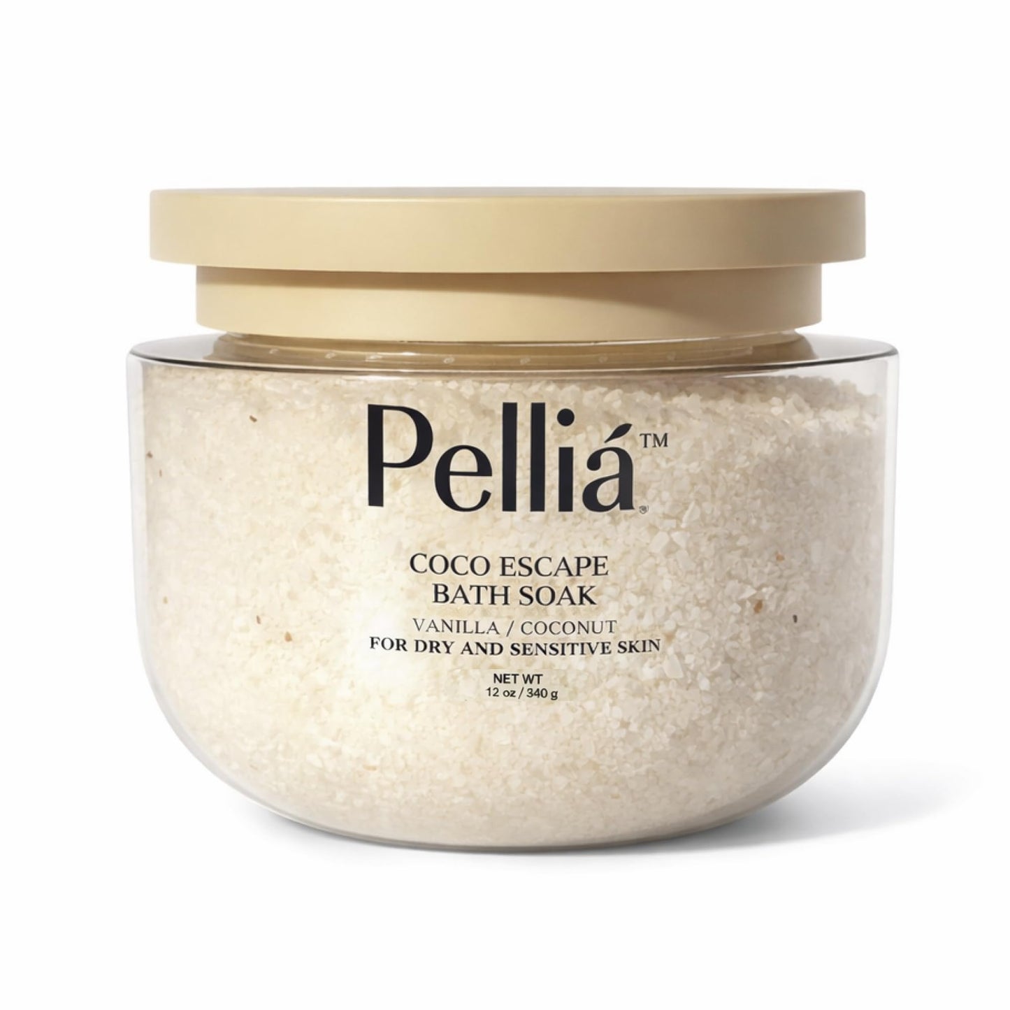 Pelliá Coco Escape Coconut and Vanilla Aromatherapy Bath Soak, Relaxation Support, Skin Softening, Hydrating, Mineral-Rich, for Dry Sensitive Skin Beauty and Personal Care Pelliá