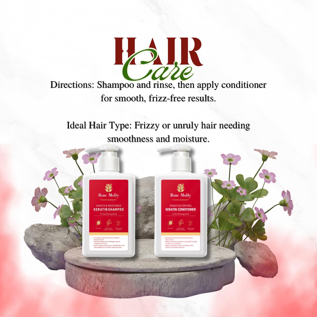 Rose Molly Keratin Shampoo and Conditioner for Dry, Damaged Hair Beauty & Personal Care Rose Molly