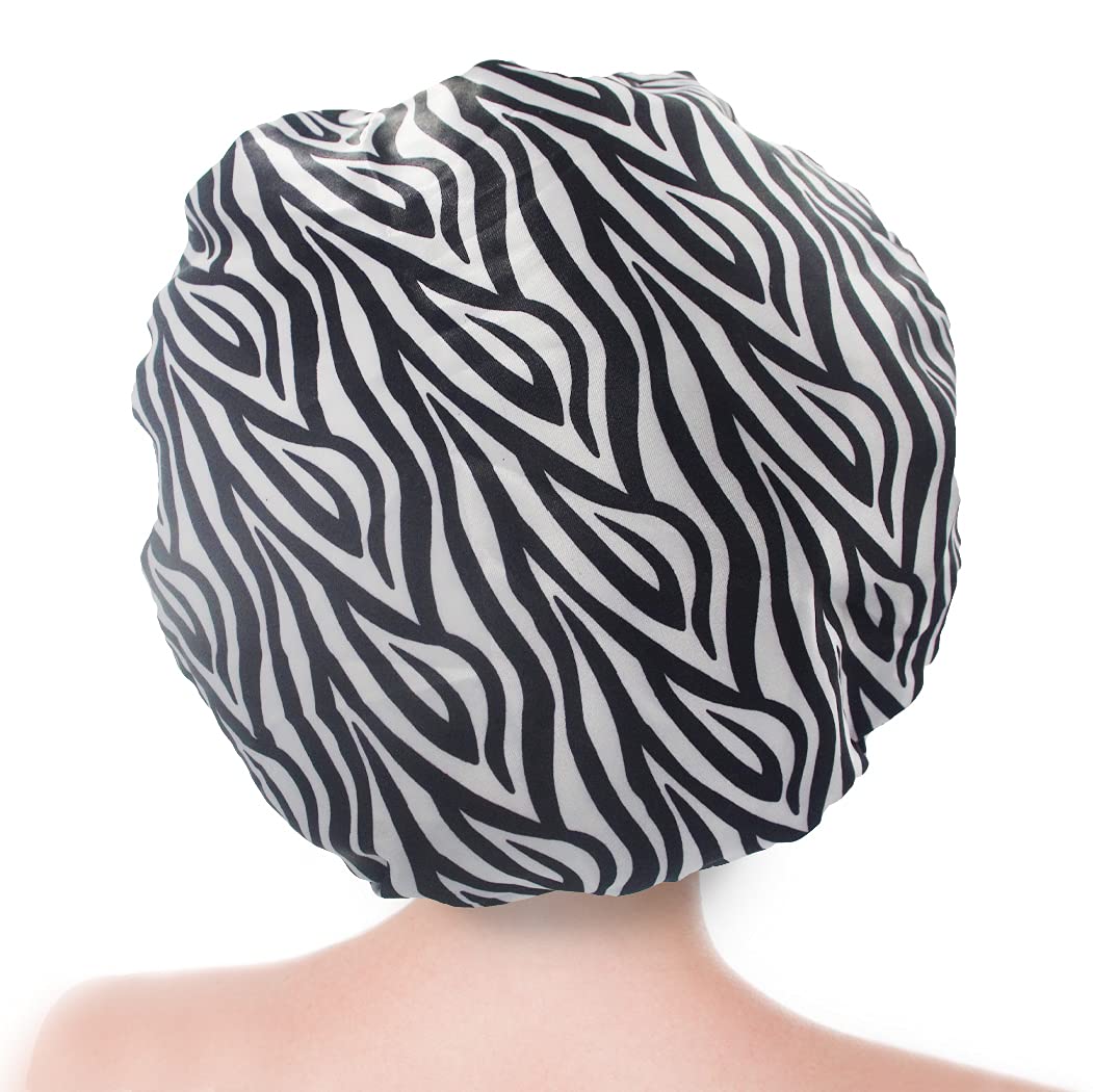 Bleu Bath (2 Pack) Sexy Lovely Fashion Style Hair Cap Extra Large Double Layer Lined Waterproof Durable Eco-Friendly Shower Cap with Tight Beauty and Personal Care Bleu Bath
